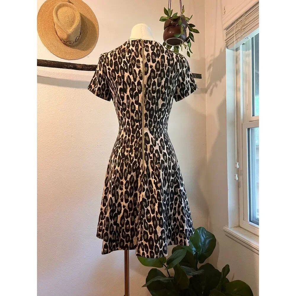 Kate Spade Animal Print Short Sleeve Fit & Flare Cocktail Summer Dress Size 4
